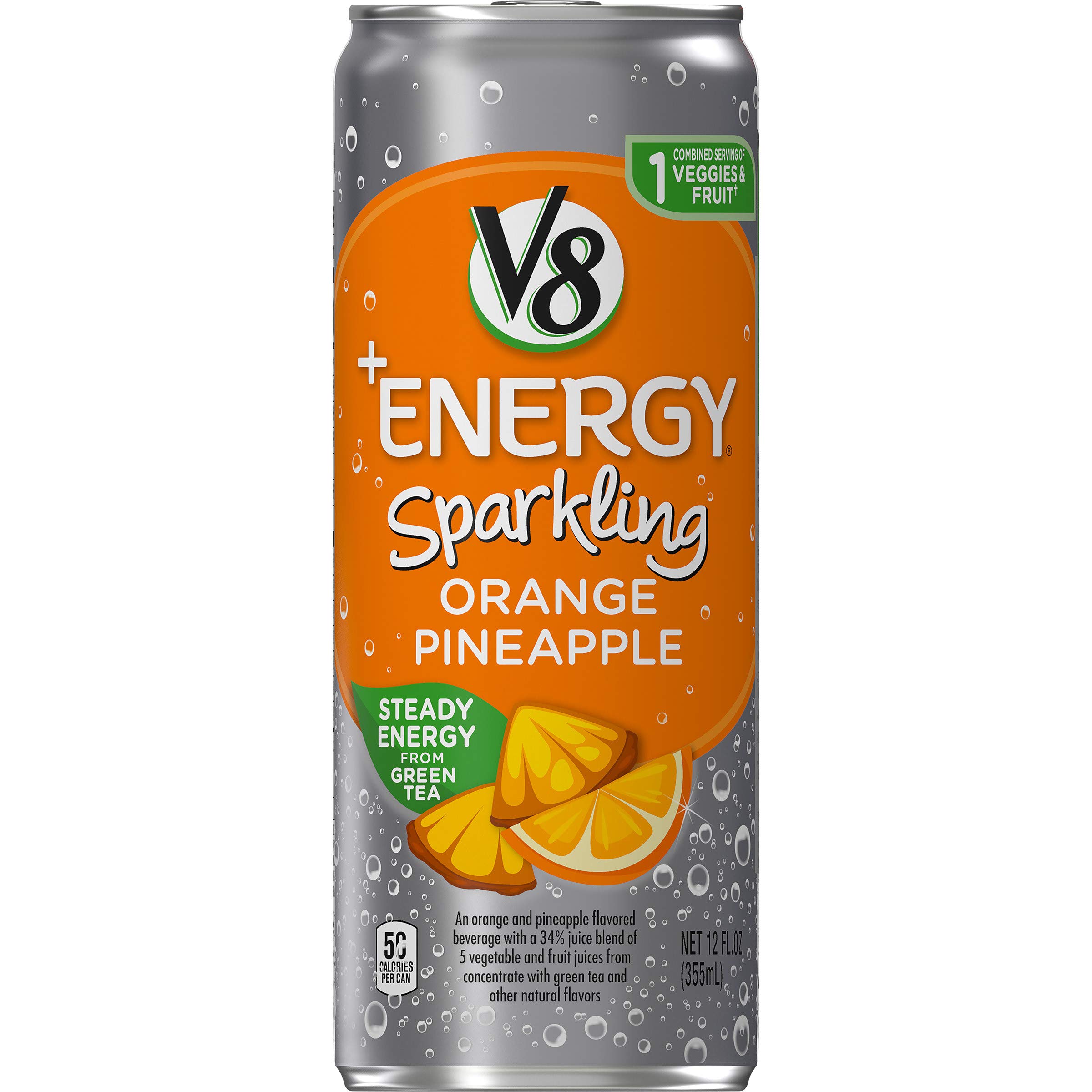 V8 +Energy, Juice Drink with Green Tea, Sparkling Orange Pineapple, 12 oz. Can eBay