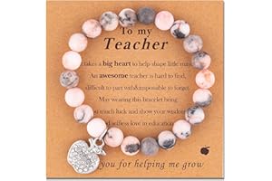 VICKHU Teacher appreciation gifts,Natural Stone teacher Bracelet gifts for women,thank you gifts for teacher meaningful gifts for women with gift message card