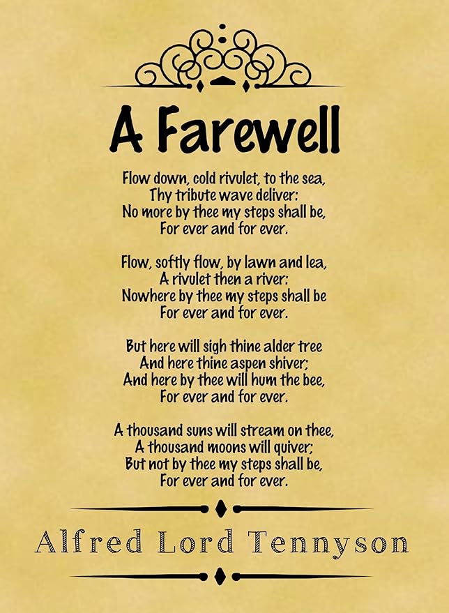 A4 Size Parchment Poster Classic Poem Alfred Lord Tennyson A Farewell