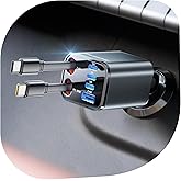 SUPERONE 6 in 1 Retractable Car Charger with Dual Type C Cables, 99W Ultra-Compact USB C Car Accessories Adapter with 4 USB Ports, Fast Charging Car Charger for iPhone 17/16/15/14/13/12, Galaxy, iPad