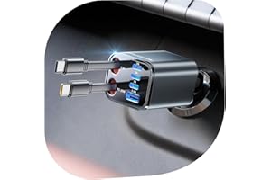 SUPERONE 6 in 1 Retractable Car Charger with Dual Type C Cables, 99W Ultra-Compact USB C Car Accessories Adapter with 4 USB Ports, Fast Charging Car Charger for iPhone 17/16/15/14/13/12, Galaxy, iPad