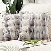 MADIZZ Pack of 2 Thick Plush Wool Throw Pillow Covers 18x18 Inch Grey Taupe Soft Neutral Decorative Throw Pillows Accent Boho Cushion Covers for Couch Sofa Bedroom Pillow Shell