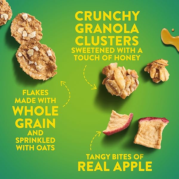 NATURE VALLEY APPLE CINNAMON BREAKFAST CEREAL WITH FLAKES, GRANOLA CLUSTERS AND REAL APPLE PIECES, EXCELLENT SOURCE OF FIBER, 14.5 OZ