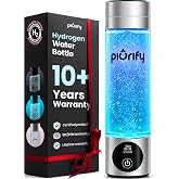 PIURIFY Hydrogen Water Bottle Generator | 6300+ PPB | USA Certified | 10+ Years Warranty | 10 OZ | SPE/PEM Tech | Portable | Nasal Cannula Included | Silver
