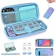 Younik Switch Case for Switch 2017, Portable Switch Carrying Case, 14 in 1 Accessories Kit with Switch Case, Cover, Screeen Protector, Thumb Grip Cap, Game Card Case and Strap (Neon)