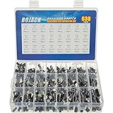 BOJACK 24Value 630pcs Aluminum Electrolytic Capacitor Assortment Box Kit Range 0.1uF－1000uF