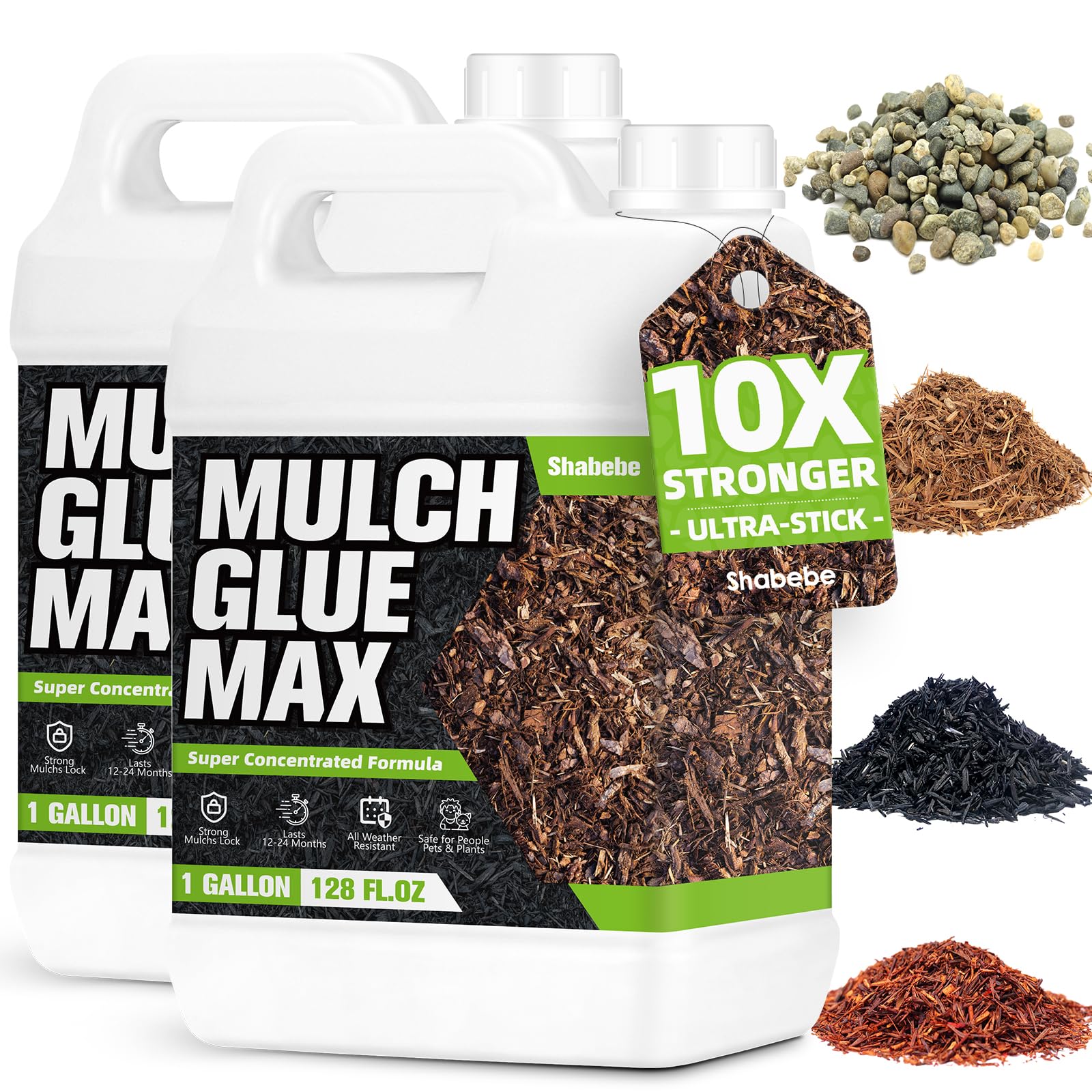 Photo 1 of Mulch Glue 2 Gallon, Ultra-Stick Rock Glue for Landscaping, Gravel Binder Non-Toxic Rubber Mulch Lock Adhesive, Heavy Rain & Windproof for Gardens, Pea Gravel Stabilizer, Lasts up to 2 Year