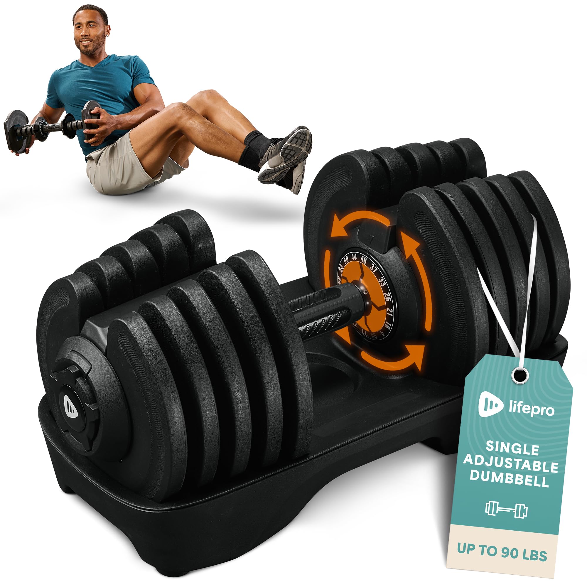 Lifepro Adjustable Dumbbells – 25lb Pair or 90lb Single, Quick-Select Hand Weights for Men/Women – Space Saving Exercise Fitness Dumbbells for Home Gym Strength & Weight Training Image