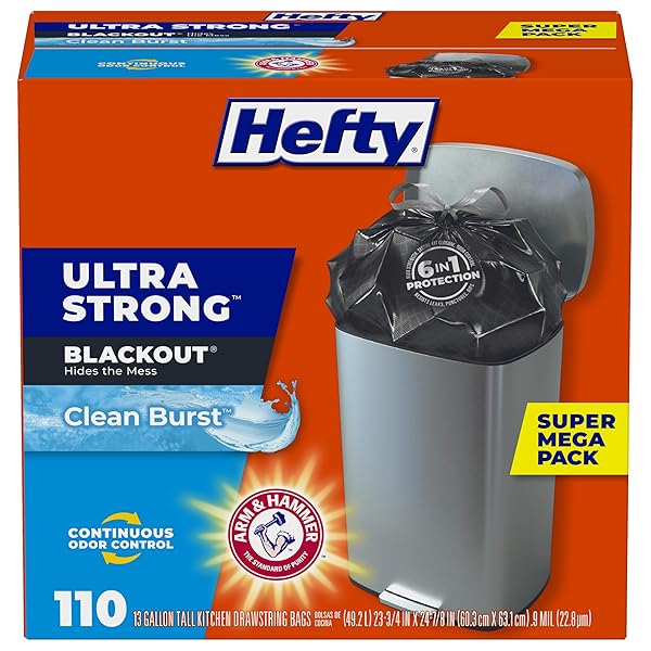 HEFTY ULTRA STRONG TRASH BAGS, BLACK TALL KITCHEN...