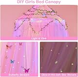 MHJY Bed Canopy for Girls Room with LED Lights Mosquito Net DIY Princess Decor view 4