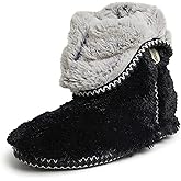 Dearfoams womens Fuzzy Memory Foam Beth Bedroom Bootie Slipper Sock With Grippers