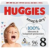 Huggies Size 8 Diapers, Snug & Dry Baby Diapers, Size 8 (46+ lbs), 96 Count (2 Packs of 48), Packaging May Vary
