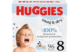 Huggies Size 8 Diapers, Snug & Dry Baby Diapers, Size 8 (46+ lbs), 96 Count (2 Packs of 48), Packaging May Vary
