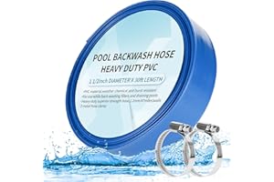 HOXHA 1-1/2'' x 30' Heavy Duty Swimming Pool Backwash Hose Pool Discharge Hose Backwash Hose for Pool Filter, Water Transfer, Weather and Burst Resistant Swimming Pool Drain Hose with Clamp