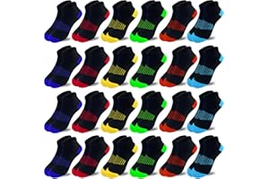 Tsmollyu Boy Socks 24 Pairs Ankle Athletic Cotton Socks Half Cushioned Low Cut Sock Ankle Athletic Cotton Sock