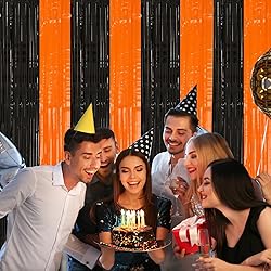 PIGETALE 2 Pack Black and Orange Tinsel Foil Fringe
