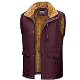 CRYSULLY Men's Winter Outerwear Vests Fleece Lined Sleeveless Jackets Warm Quilted Puffer Vest Casual Sherpa Outdoor Vest