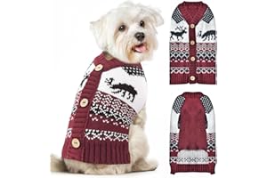 XGDMEIL Christmas Dog Sweaters Funny Reindeer Puppy Jumpers Xmas Dog Clothes Warm Dog Cold Weather Outfit Holiday Pet Knitted Pullover Knitwear for Small Medium Large Dogs Cats(Red Black Elk,M)