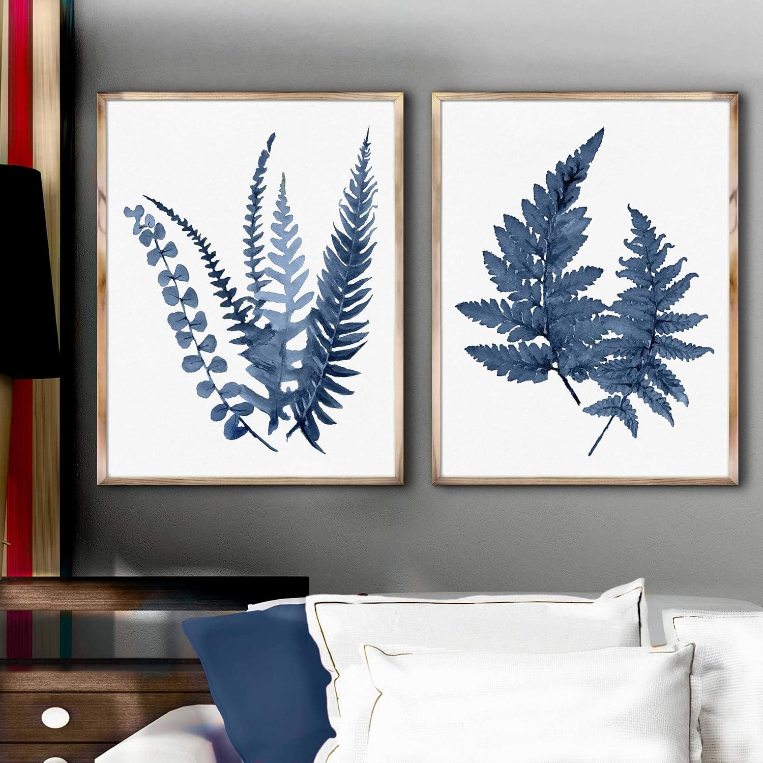 Navy Indigo Fern Set 2 Watercolor Prints