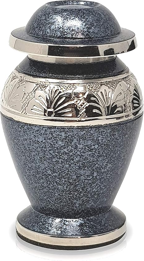 Amazon De Kleine Urne Fur Asche Beerdigungsurne Grau Silber
