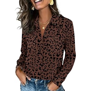 Sampeel Womens Blouses Long Sleeve Shirts Button Down Tops Dressy Casual | Fall Fashion Clothes, Business Casual Outfits, Wor