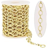 KYUNHOO 16.4 Feet Light Gold Plated Chains for Jewelry Making Oval Jewelry Links Rolo Chains Bulk for Men Women Make Handcrafts