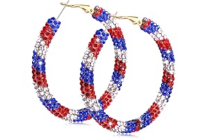 NLCAC Glitter Hoop Earrings Bohemian Sparkle Resin Rhinestone Wrapped Hoop Dangle Earrings for Women