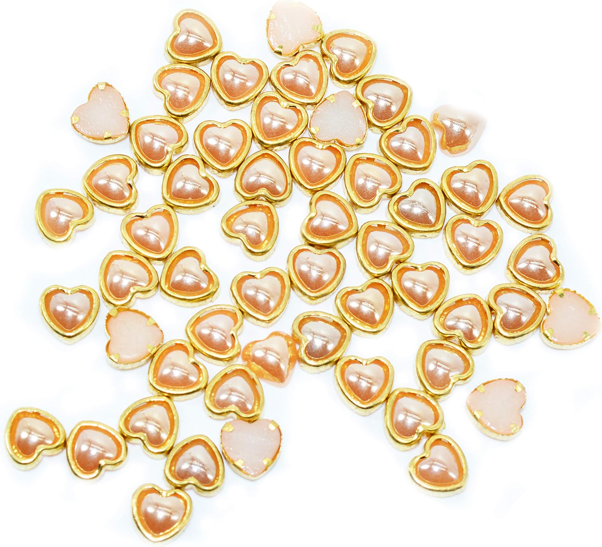 Goelx Pearl Kundan Bezels Glue On Heart (8 mm) Design for Jewelry Making and Craft Work. Pack of 100 Pcs