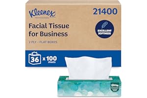 Kleenex Professional Facial Tissue, Bulk (21400), 2-Ply, White, Flat Boxed Format, Designed for Business (100 Tissues/Box, 36