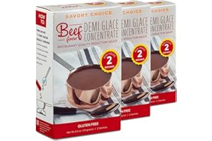 SAVORY CHOICE Beef Demi-Glace Concentrate, 3 Boxes of 2 Packets (37.5g) - Gluten-Free, Demi Glace Concentrate