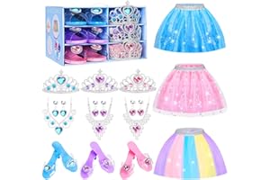 OISACIRG Princess Dress Up Toys & Jewelry Boutique, Jewelry Princess Toys Pretend Play with 3 Pairs of Skirt Shoes Princess Dress Up Clothes for Little Girls Princess Gifts Toys for Girls Age 3 4 5 6 +