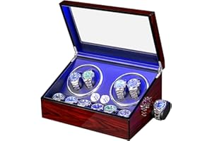 ANWBROAD Watch Winder for Automatic Watches 4+6 Watch Rotator and Storages with Super Quiet Motor LED Backlight Watch Turner Piano Paint Watch Turner 4 Rotating Modes UJWW002R