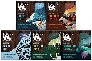 Every Man Jack Cold Processed Mens Bar Soap Gift Set - Invigorating Winter Scents - Deeply Cleans, Hydrates with Naturally Derived Ingredients - 5 Bar Variety Pack