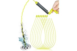 ENTHUN 35-Inch Rotating Drain Clog Remover Tool, Hair Catcher Drain Cleaner for Shower, Kitchen, Sink, and Bathtub, Upgraded Design to Pass Through Tiny Drain Holes, 6 Pack