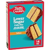 Betty Crocker Lower Sugar Cake Mix, Yellow, 14 oz | 25% Less Sugar Than Regular Betty Crocker Yellow Cake Mix, No Artificial Sweeteners, Just Add a few Ingredients