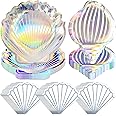 KatchOn, Iridescent Seashell Plates and Napkins - Pack of 48 | Sea Shell Plates for Seashell Birthday Decorations, Mermaid Party Decorations | Iridescent Party Plate, Mermaid Birthday Decorations