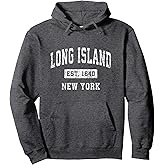 Long Island New York NY Vintage Established Sports Design Pullover Hoodie