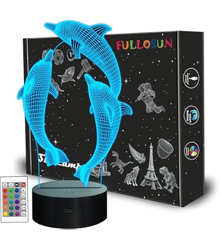 Fontaine Holographic Collection 新品5個 ZXBLAQ 3D Dolphin Crystal Ball Night Light, Upgraded 3.15