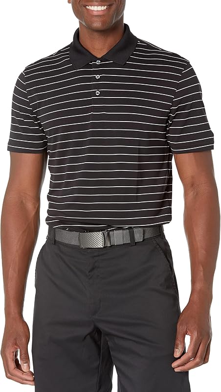Polo de Golf, Manches Courtes, Coupe Ajustée, Séchage Rapide Homme, Anthracite Rayure Polo, M