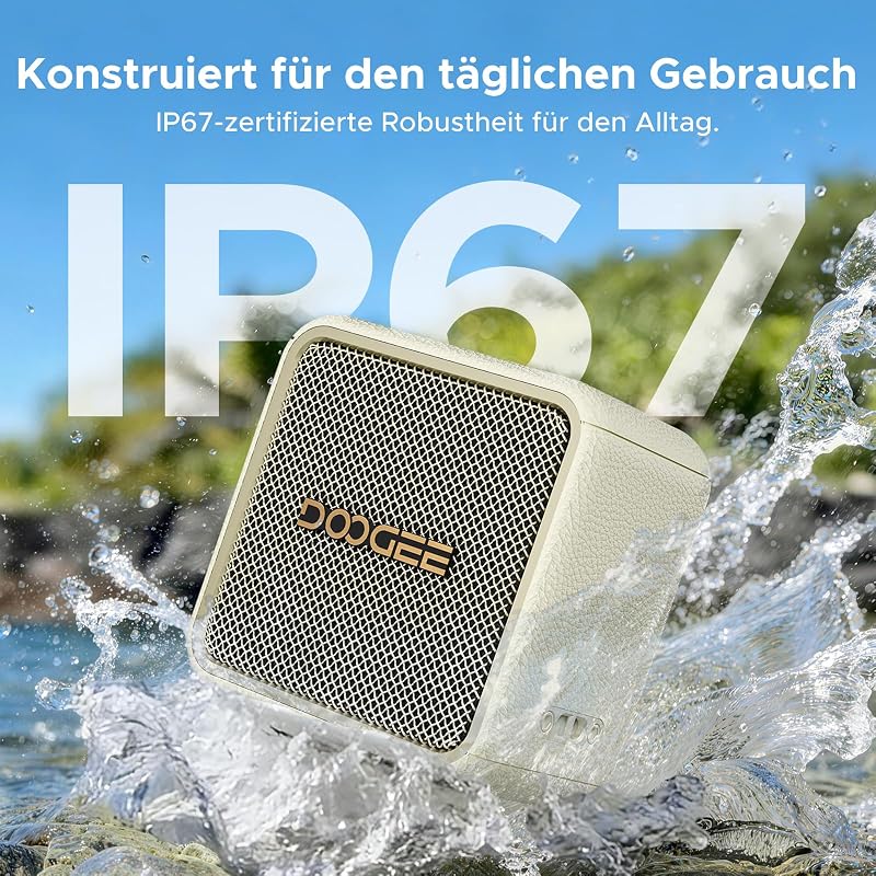 Field Pulse Tragbarer Lautsprecher, Kabellos Koppelbar Lautsprecher über 16 Std Akku, IP67 Staub und Wasserfest, 15W, EQ|BT 5.3, Innen-und Außenlautsprecher mit eingebautem Mikrofon, Schwarz