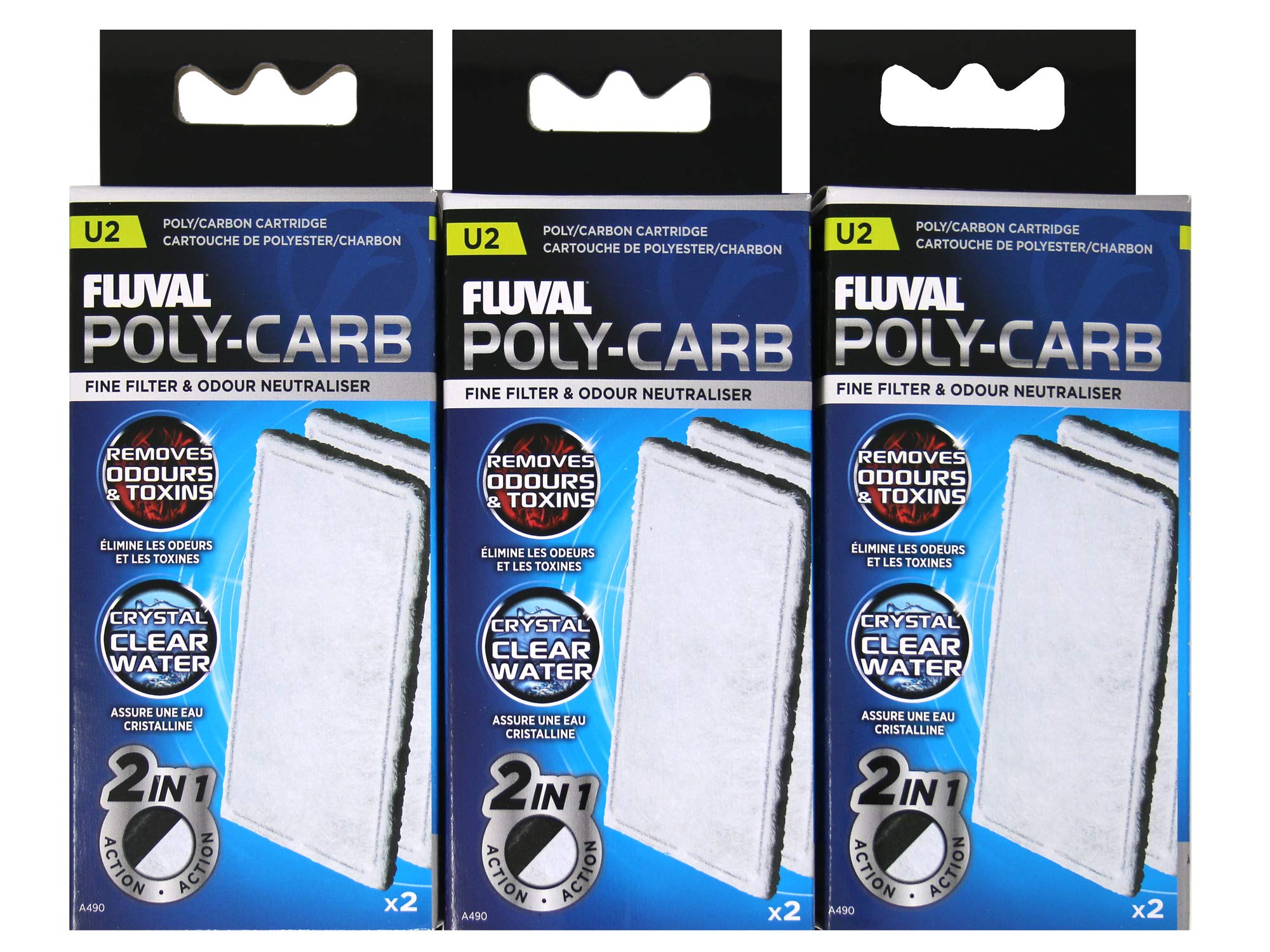 Fluval U2 Aquarium Poly Carbon Cartridge Bundle 3x2 Pack A490