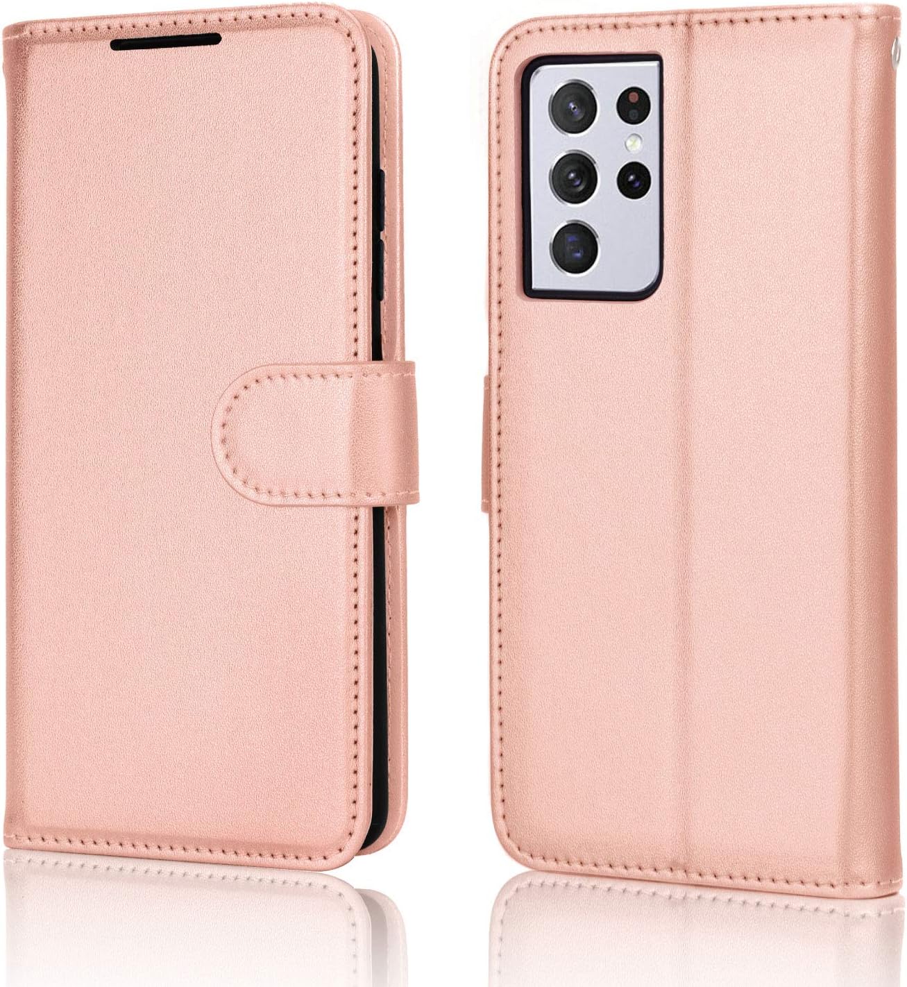 TECHGEAR Galaxy S21 Ultra Leather Wallet Case, Flip Protective Case Cover with Wallet Card Holder, Stand and Wrist Strap - Image 4