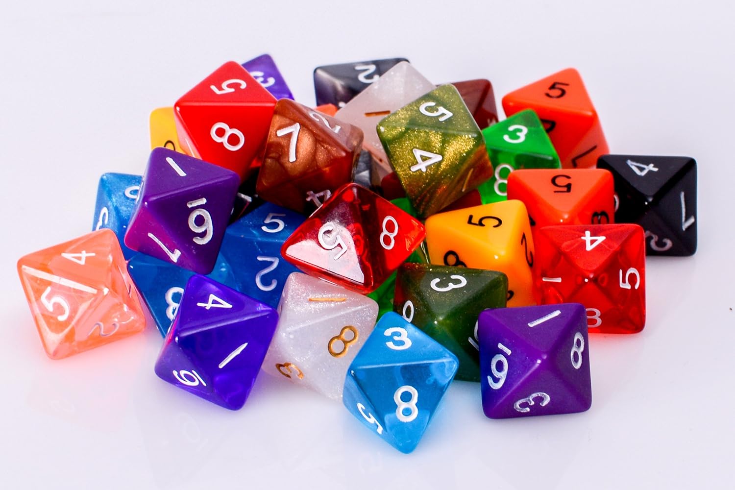 25 Count Assorted Pack of 8 Sided Dice Multi Colored