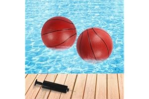 Vobab 2 Pack Water Pool Basketball with Pump, 6” Waterproof Small Basketball for Swimming Pool Basketball Hoop, PVC Lightweight Brown Soft Basketballs Pool Game for Kids Toddler Adults