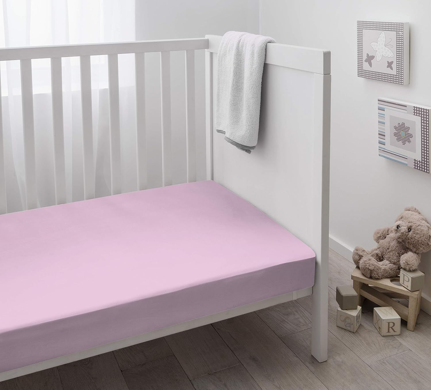 Cuddles & Cribs 2 Pack GOTS Certified Organic Cotton Fitted Crib Sheet - Monkey Pink - Image 5