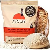 Sunrise Flour Mill Heritage Organic White Flour | USDA Organic All Purpose Flour Unbleached - Non-GMO, Kosher, Grown Without Glyphosate, High Protein for Baking, Unbromated White Wheat (80 Ounce (Pack of 1))