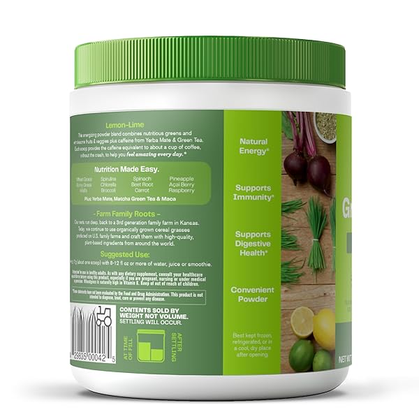 AMAZING GRASS GREENS BLEND ENERGY: SMOOTHIE MIX, SUPER GREENS POWDER & PLANT BASED CAFFEINE WITH MATCHA GREEN TEA & BEET ROOT POWDER, LEMON LIME, 30 SERVINGS (PACKAGING MAY VARY)