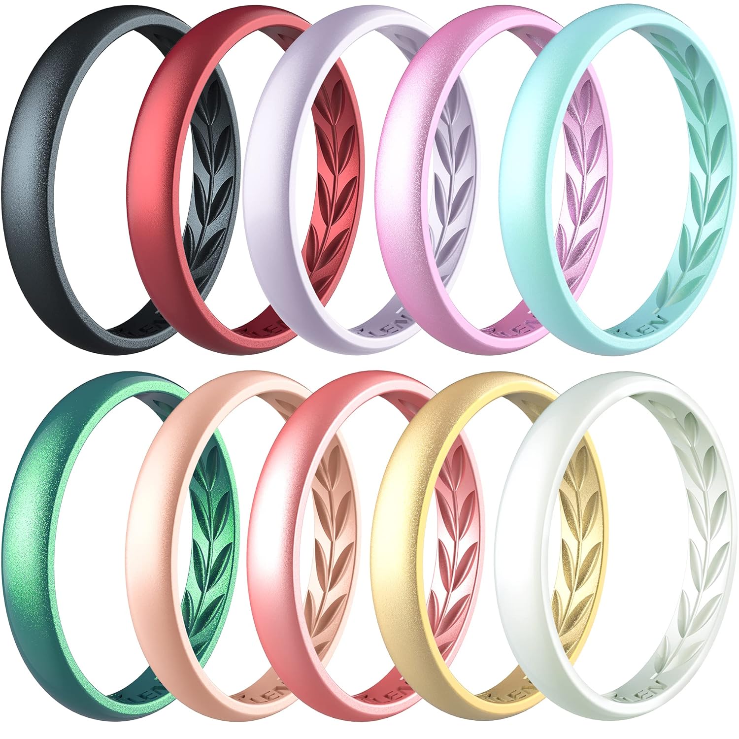 Buy Zollen 10 Pack Silicone Wedding Rings for Women, 3.5mm Metallic