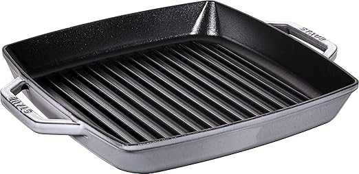 Staub 40511-684-0 Grillpfanne, rechteckige mit zwei Griffen, 28 cm, Gusseisen, grau