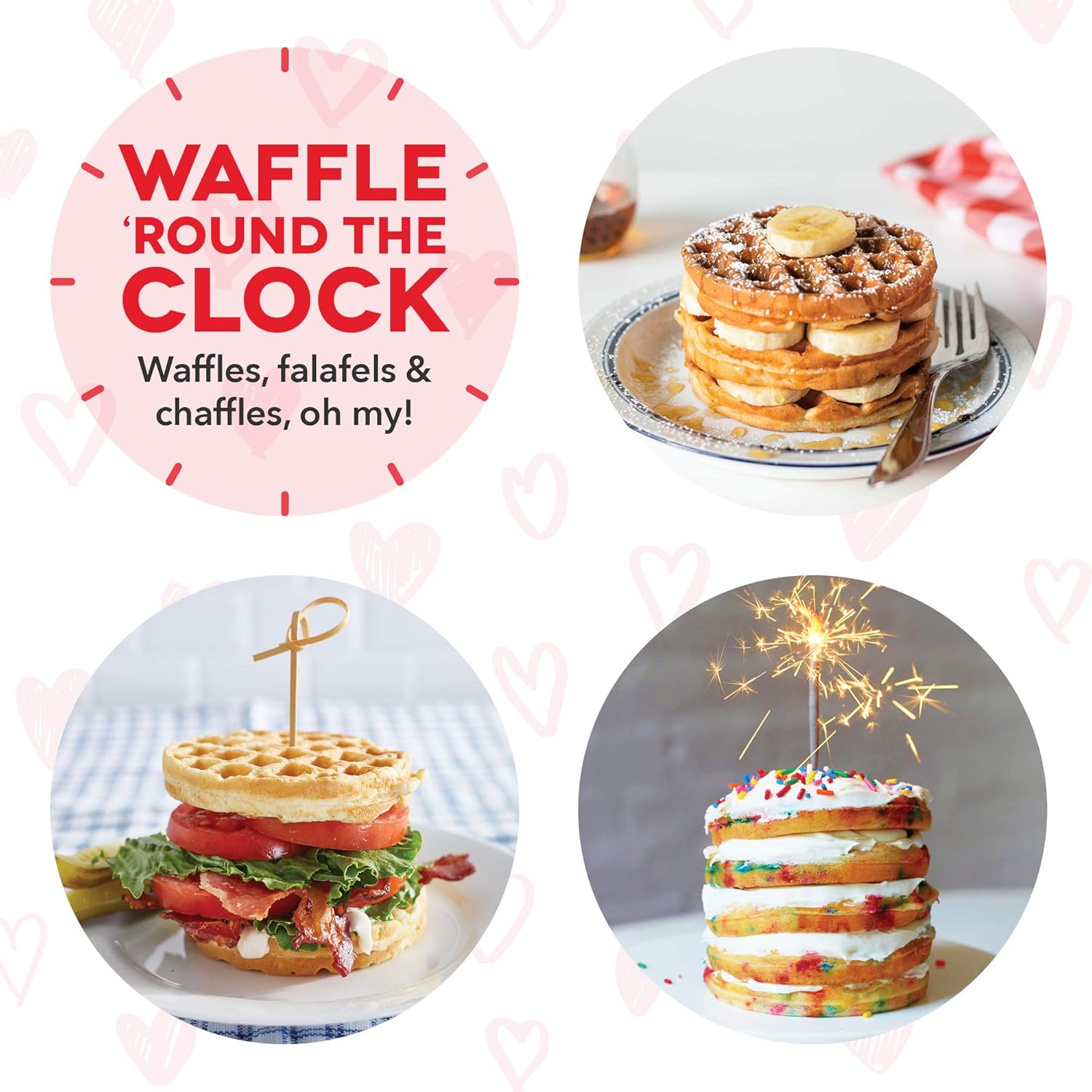Dash DMWH100HP Mini Maker for Individual Waffles, Hash Browns, Keto Chaffles with Easy to Clean, Non-Stick Surfaces, 4 Inch, Red Love Heart: Kitchen & Dining